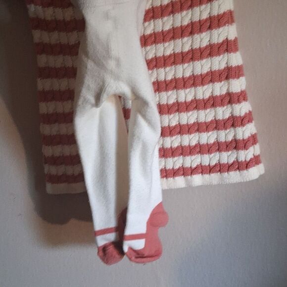 Cynthia Rowley Striped Pink and White Baby Dress W/ Tights Size 3-6 Months - Picture 5 of 7